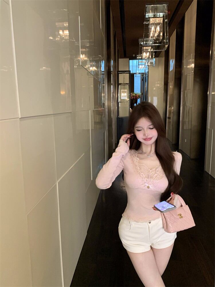 【tops】レース切り替えトップス　M29501
