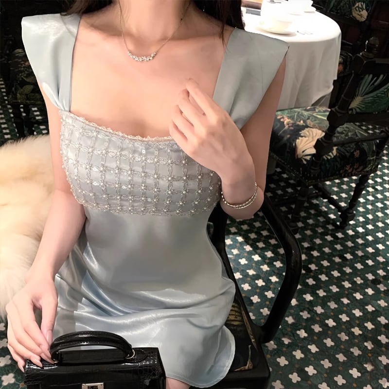 【dress】スパンコール付きキャミワンピース Q8379