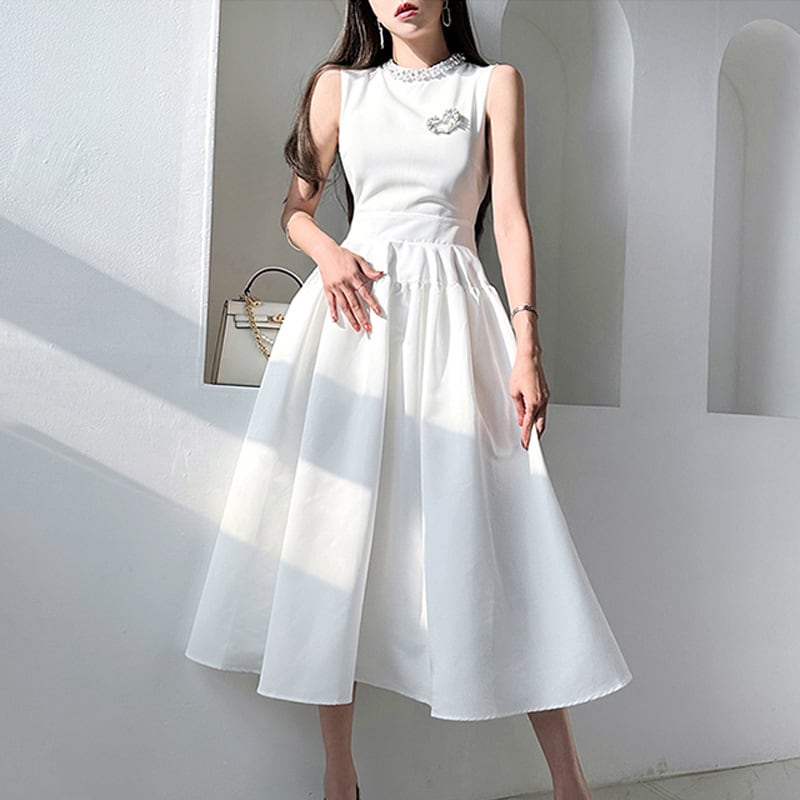 【dress】パールノースリーブワンピース　M24284