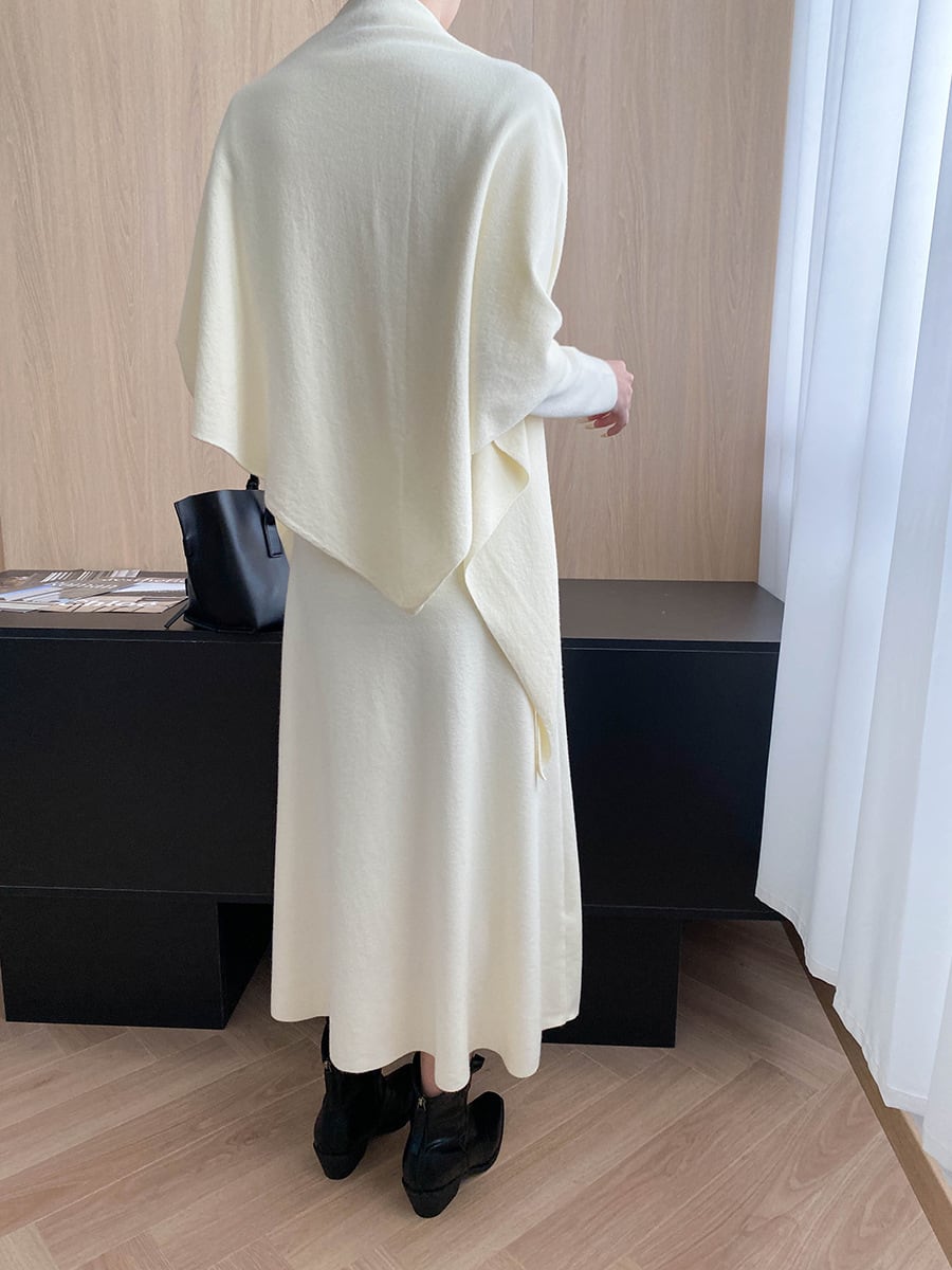 【dress】ショール付きニットワンピース Q7003