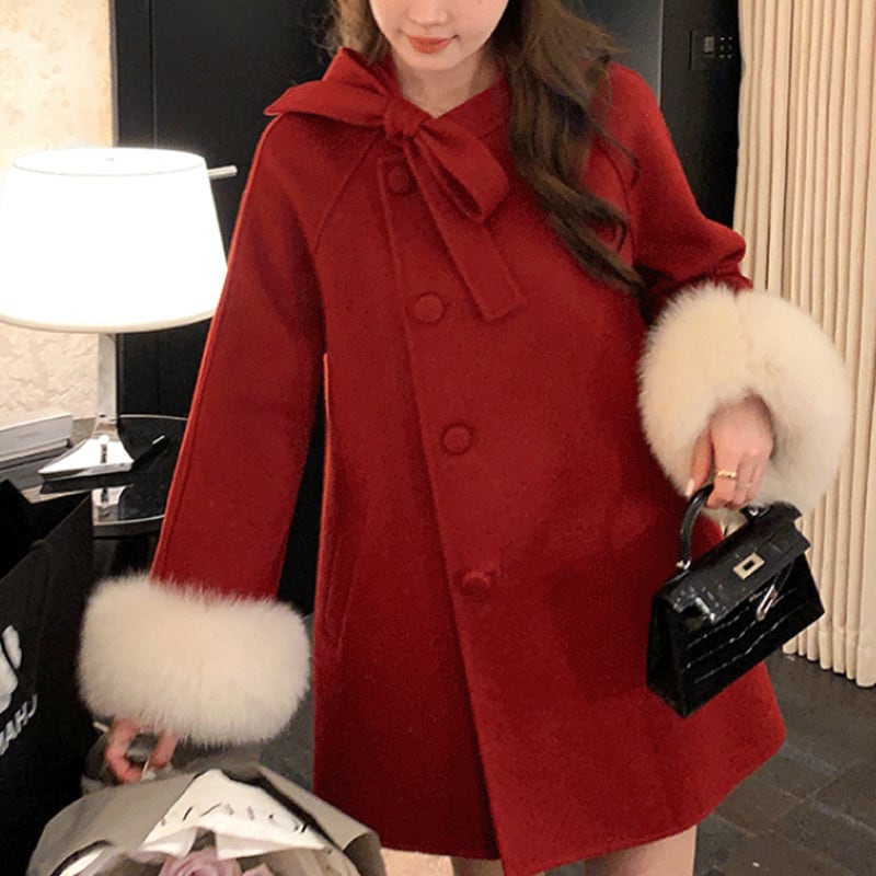 【outer】袖ファーケープコート　M27476