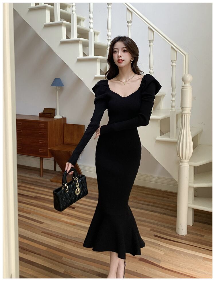 【dress】ニットマーメイドワンピース　M26967