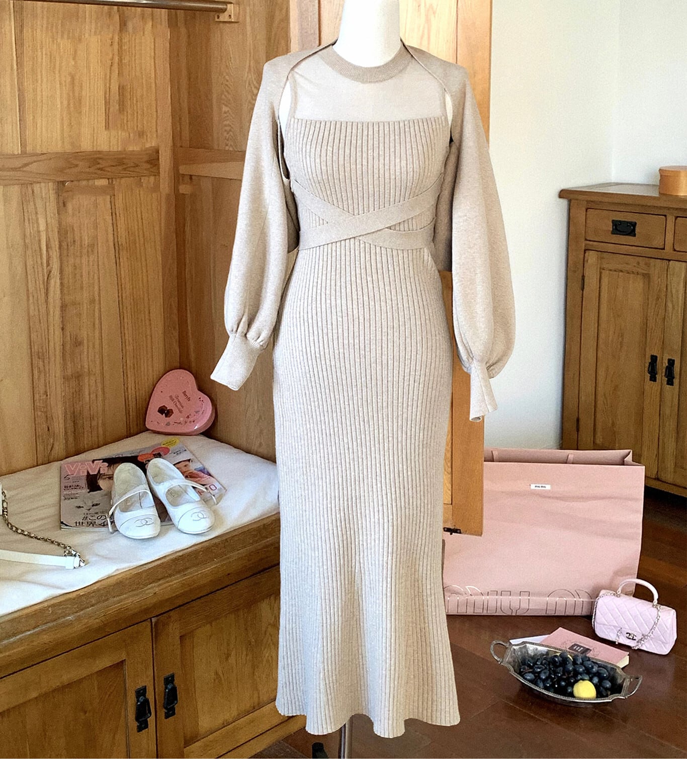 【set】4WAYシアードッキングワンピースセット N3462