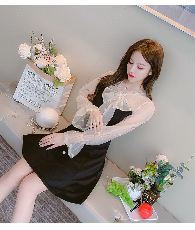 【dress】好感度UP!気質満点レトロスウィート長袖2021新作秋着痩せワンピース G1734