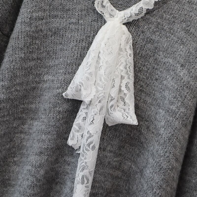 【tops】レース切り替えニットセーター　M27167