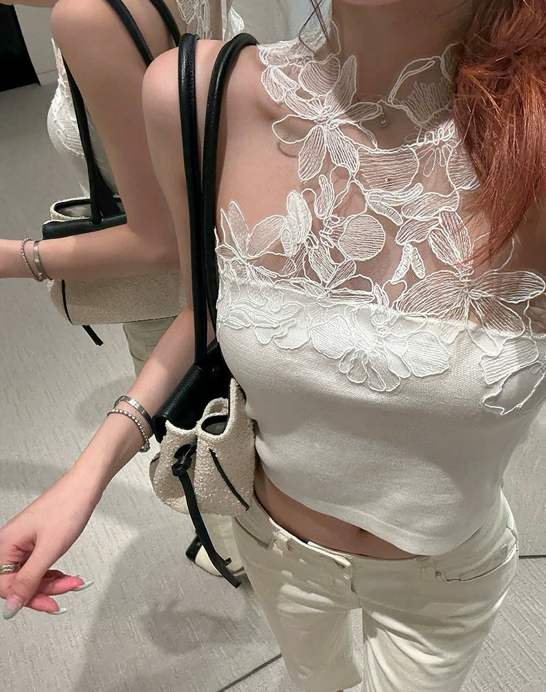 【tops】レースドッキングベスト Q8934