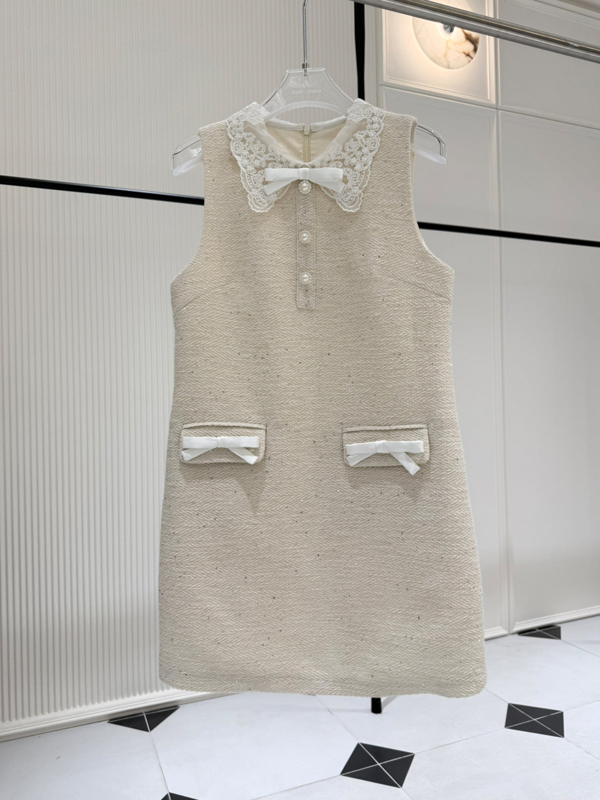 【dress】レースドッキングノースリーブワンピース Q8996