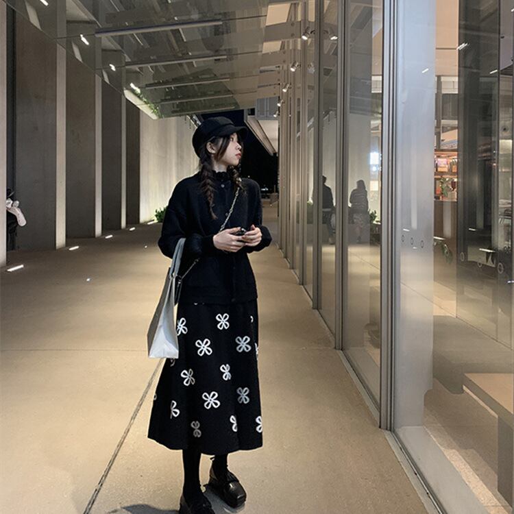 【bottoms】秋!柔らかくて優しいレトロAラインニットスカート G2635