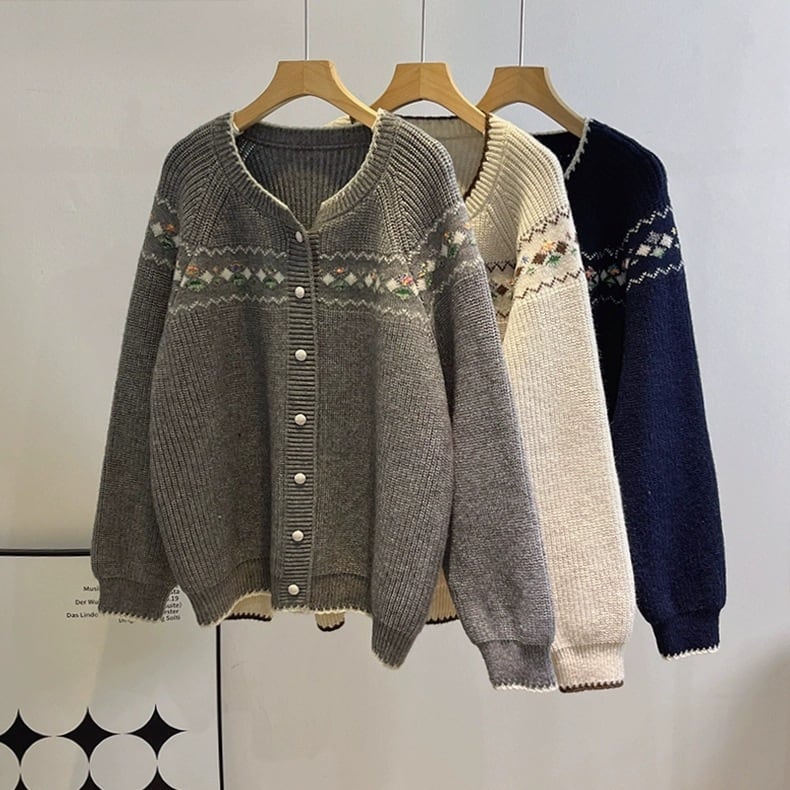 【outer】刺繍ニットカーデ　M29045