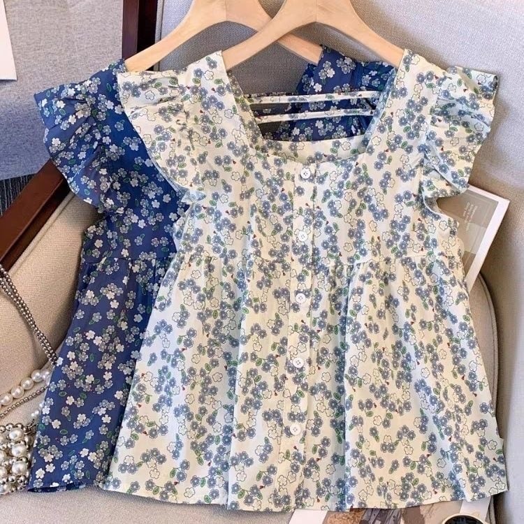 【tops】スクェアネック花柄ブラウスF7443