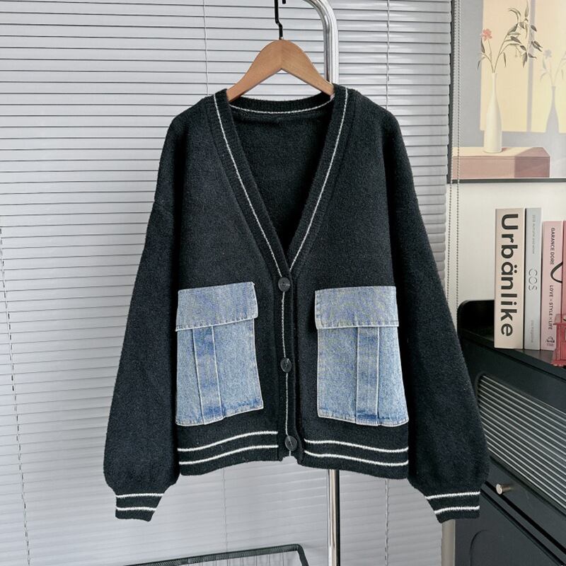 【outer】デニムポケットカーディガン Q6517