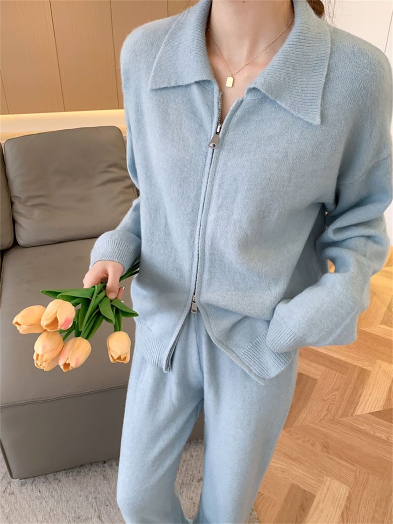 【set】ニットカーデ×ワイドパンツセット　M25889