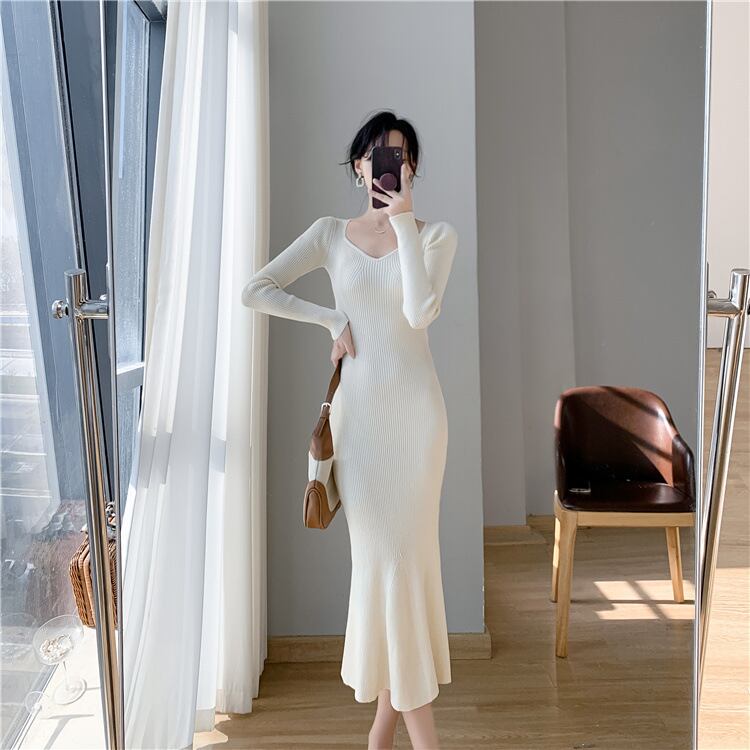 【dress】マーメイドニットワンピース　M28024