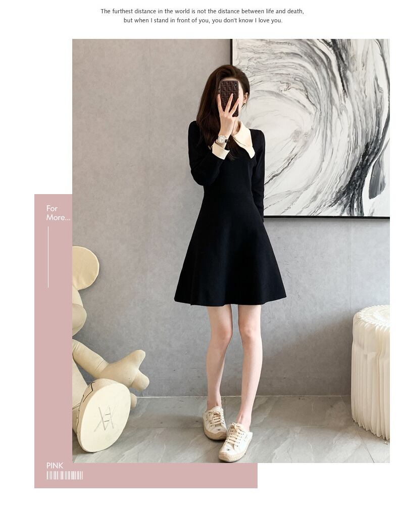 【dress】韓流スタイル!気質満点スウィートAラインハイウエストニットワンピース G2444