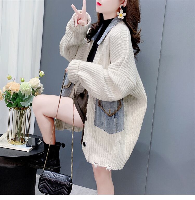 【outer】デニム切り替えニットカーデ　M26953