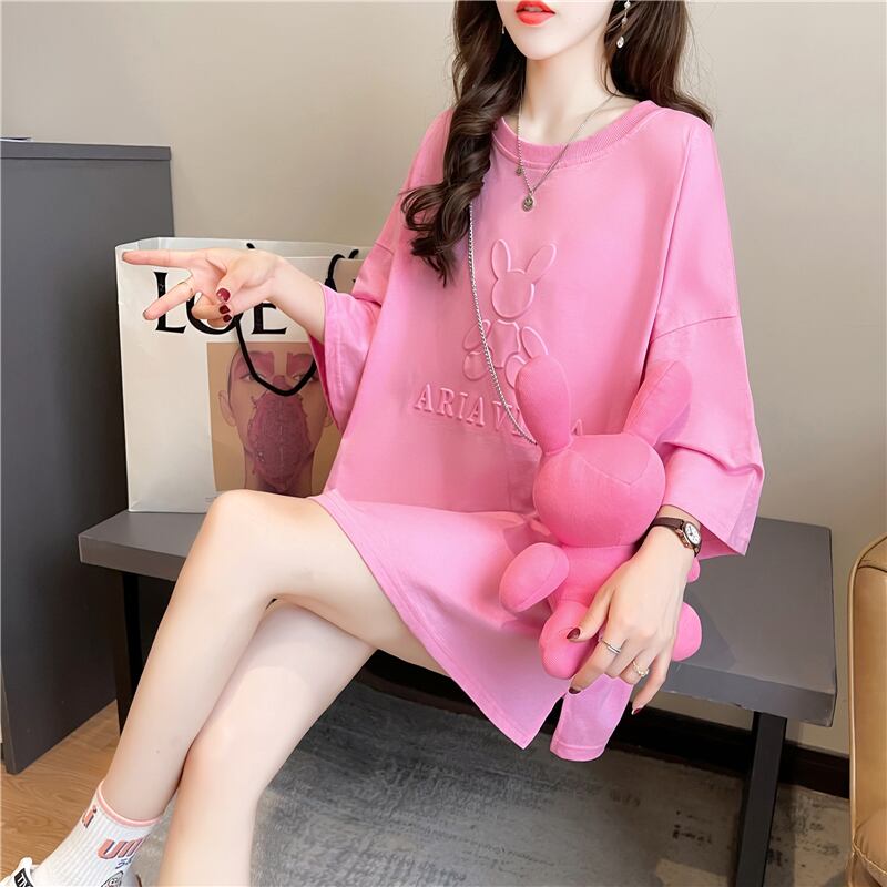 【tops】清新合わせやすい3色ラウンドネック半袖着回しゆったりTシャツF0311