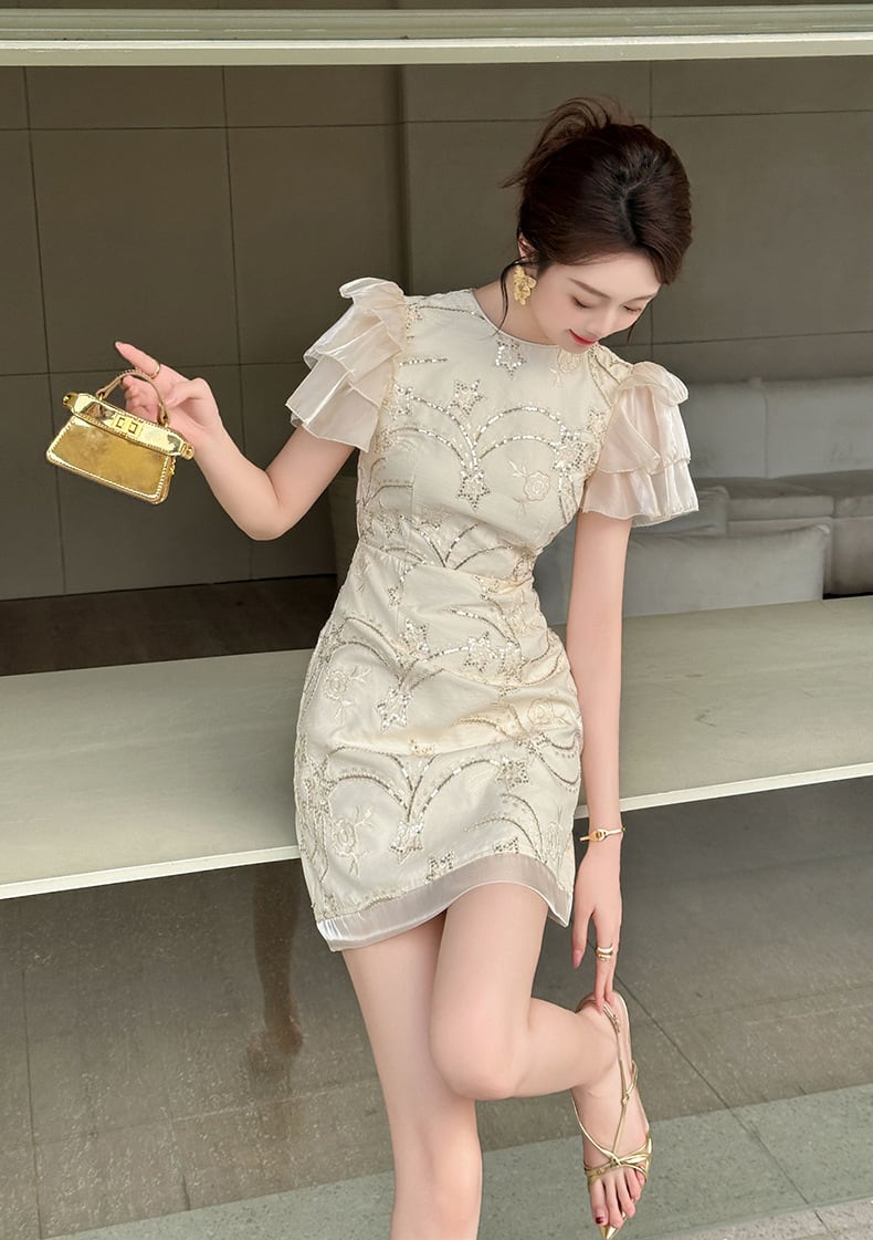 【dress】パフスリーブワンピース　M24177