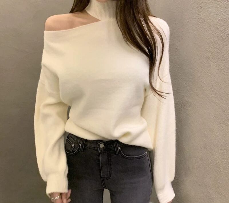 【tops】オフショルダーニットセーター　M26609