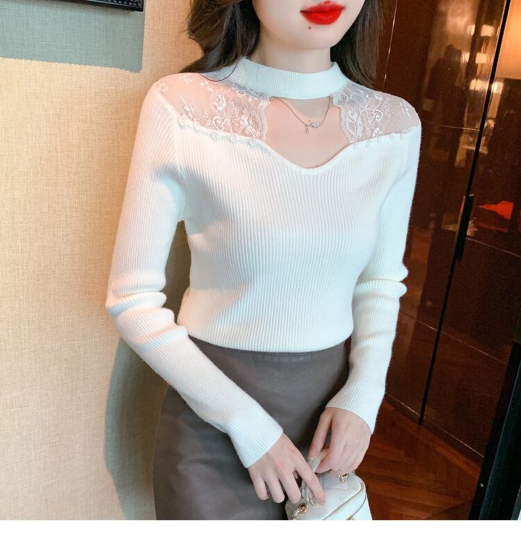 【tops】レースドッキングニットトップス　M27628