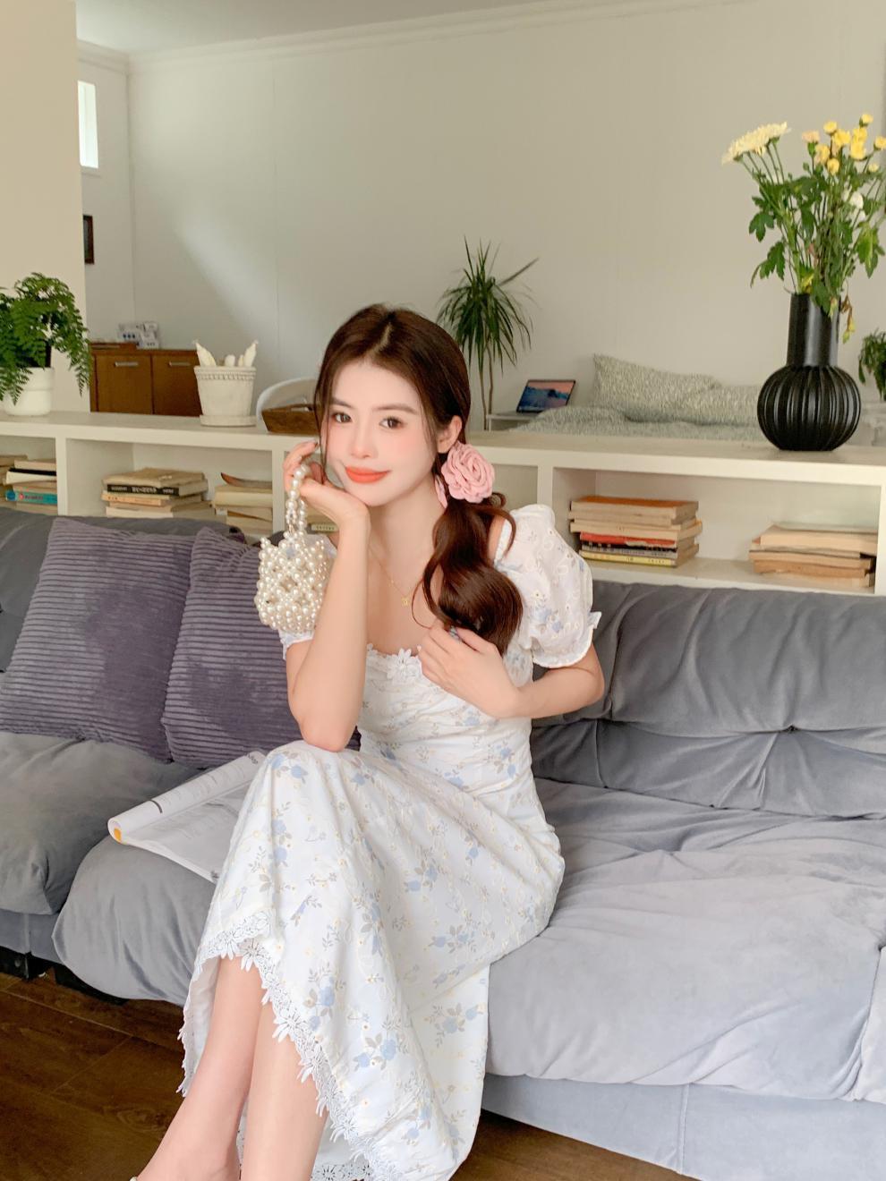 【dress】スウィートスクエアネック花柄ワンピースG21518