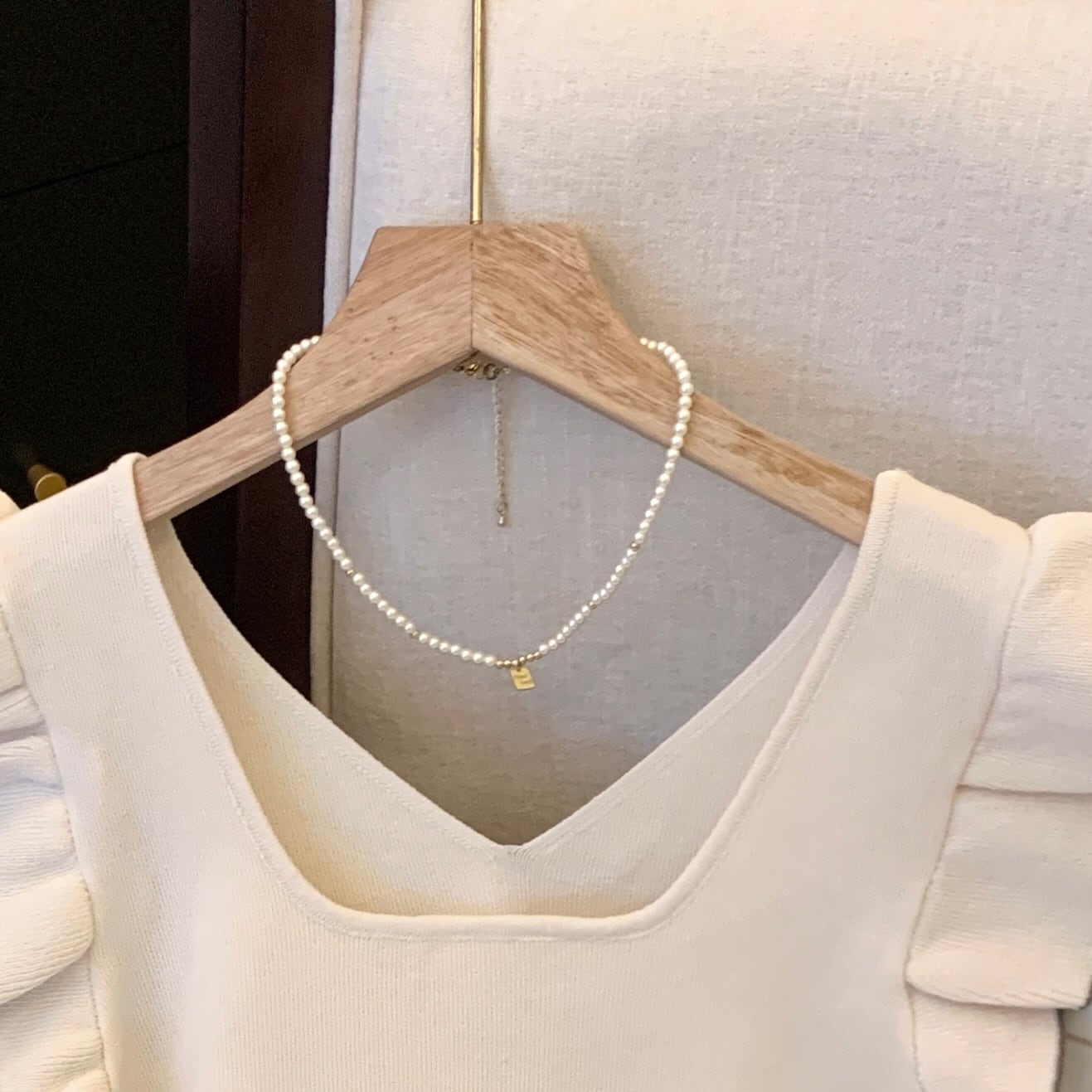 【tops】5色フレンチスリーブニットＴシャツF7442