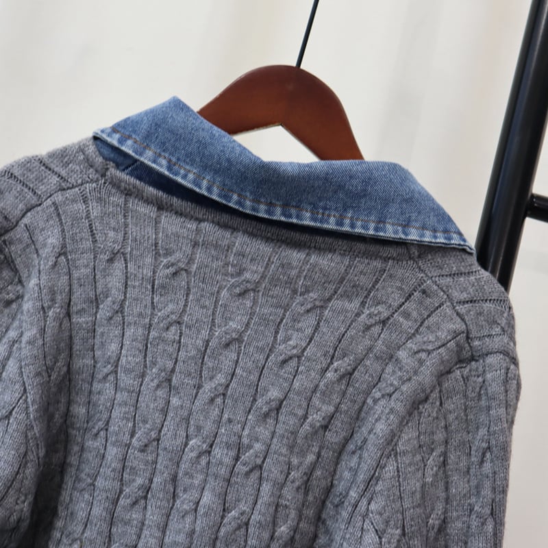 【outer】デニム切り替えニットカーデ　M26850