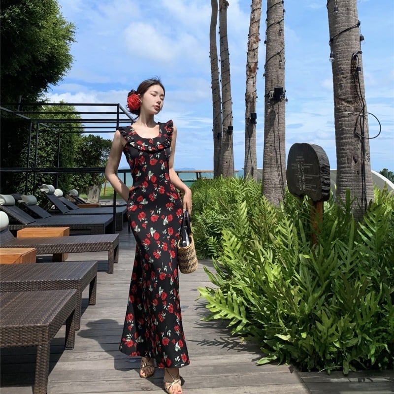 【dress】花柄キャミワンピース　M24710