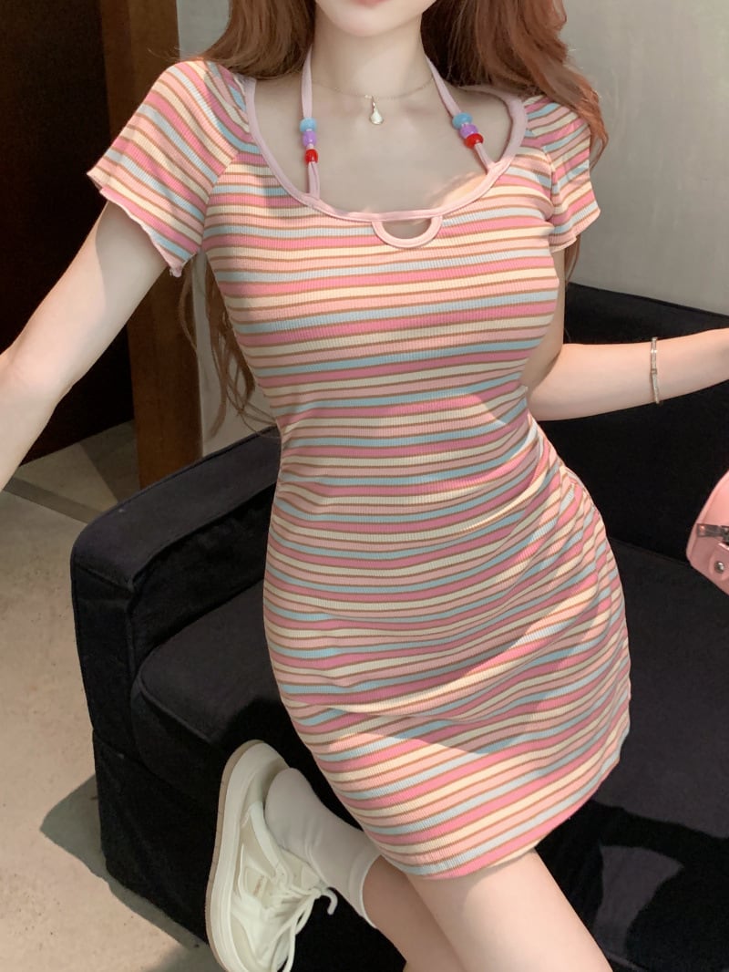 【dress】ストライプ柄ワンピース　M24241