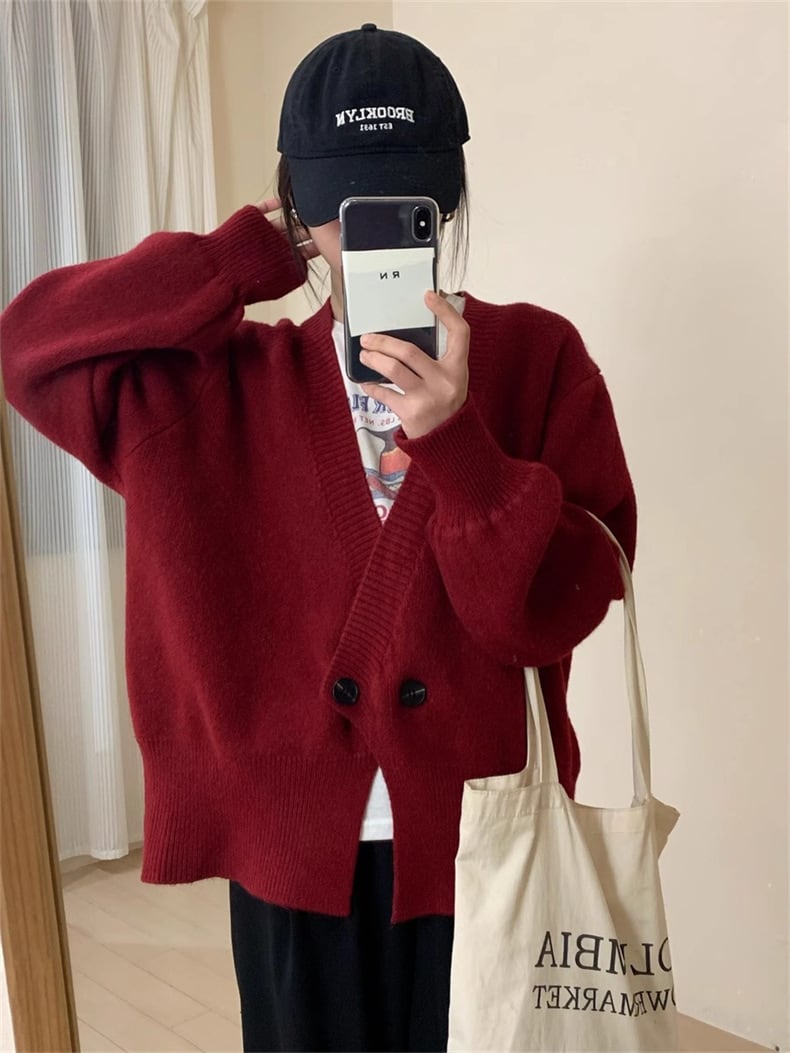 【outer】Vネックニットカーデ　M25974
