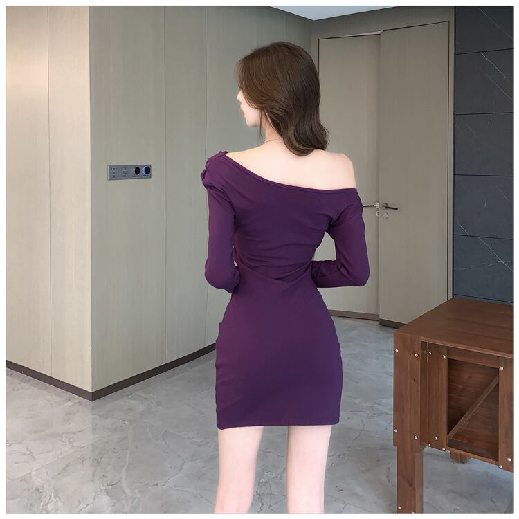 【dress】レース切り替えオフショルダーワンピース　M28103