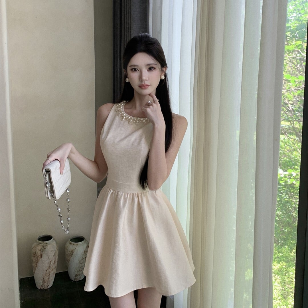 【dress】ノースリーブパールワンピース　M24545