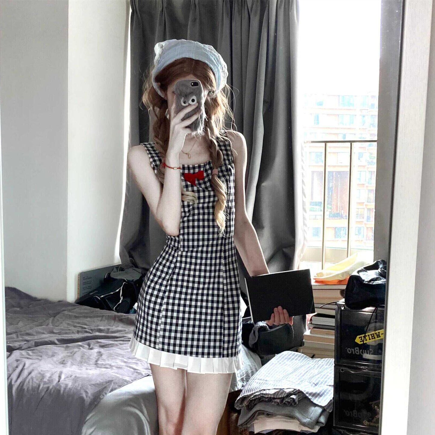 【dress】チェック柄キャミワンピース　M30056