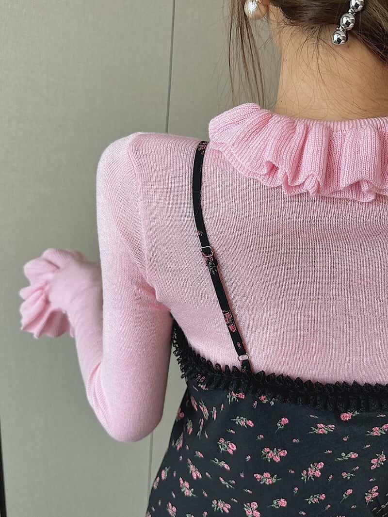 【tops】ギャザーフリルニットトップス　N2901