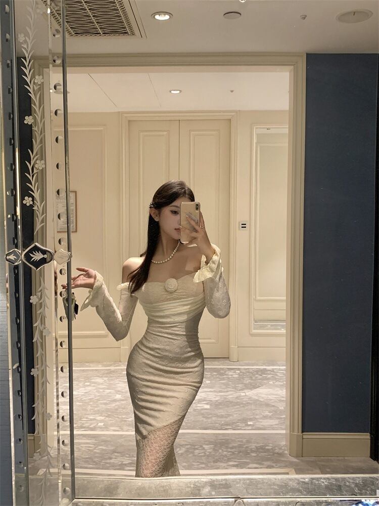 【dress】レースマーメイドワンピース　M27490