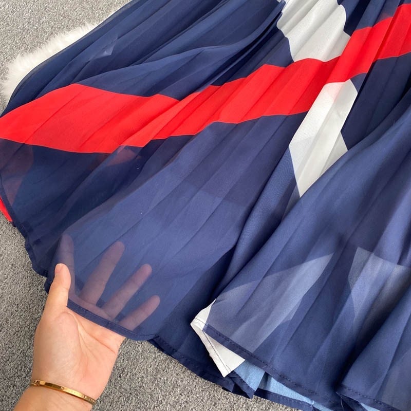 【dress】ニット切り替えシフォンワンピース G20726