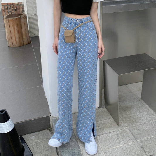 【bottoms】個性的なデザインレトロ夏デニムガウチョパンツ G0253