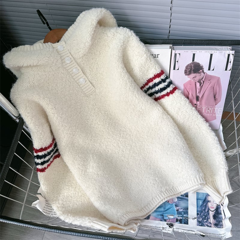 【tops】フード付きニットセーター　M28298