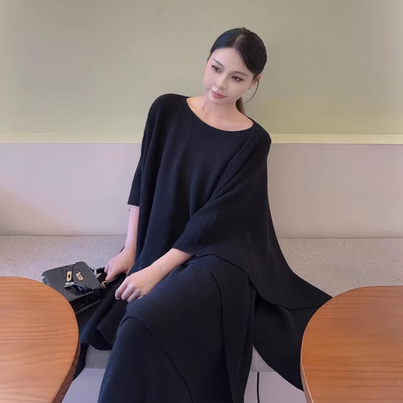【set】イレヘムニットトップス×キャミワンピースセット Q6670