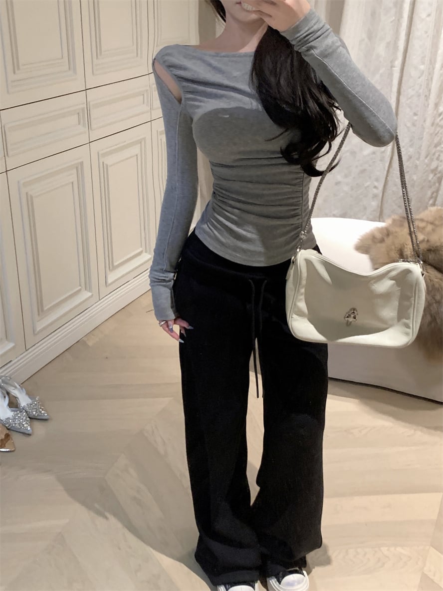 【tops】ショルダースリットニットトップス　M28414