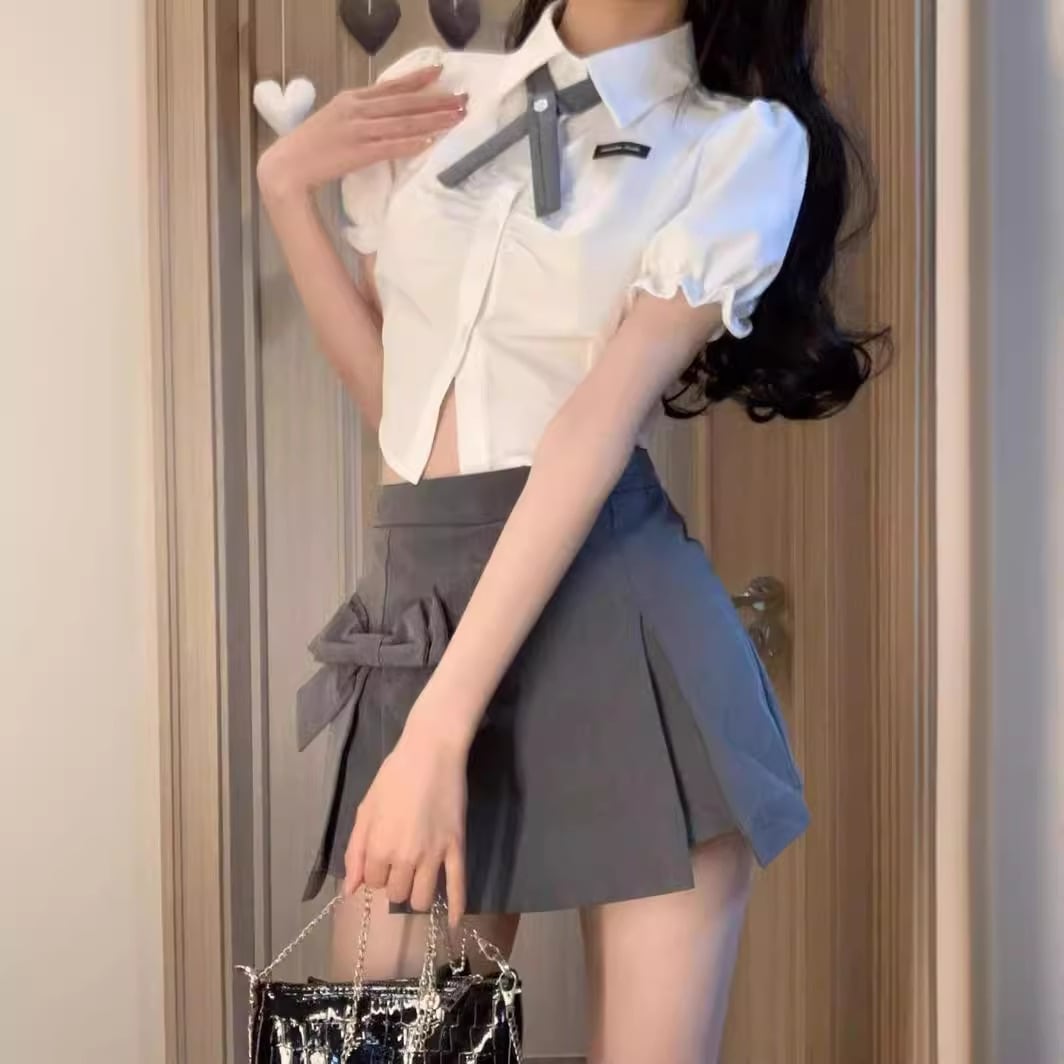 【set】半袖ブラウス+スカート2点セットF7530