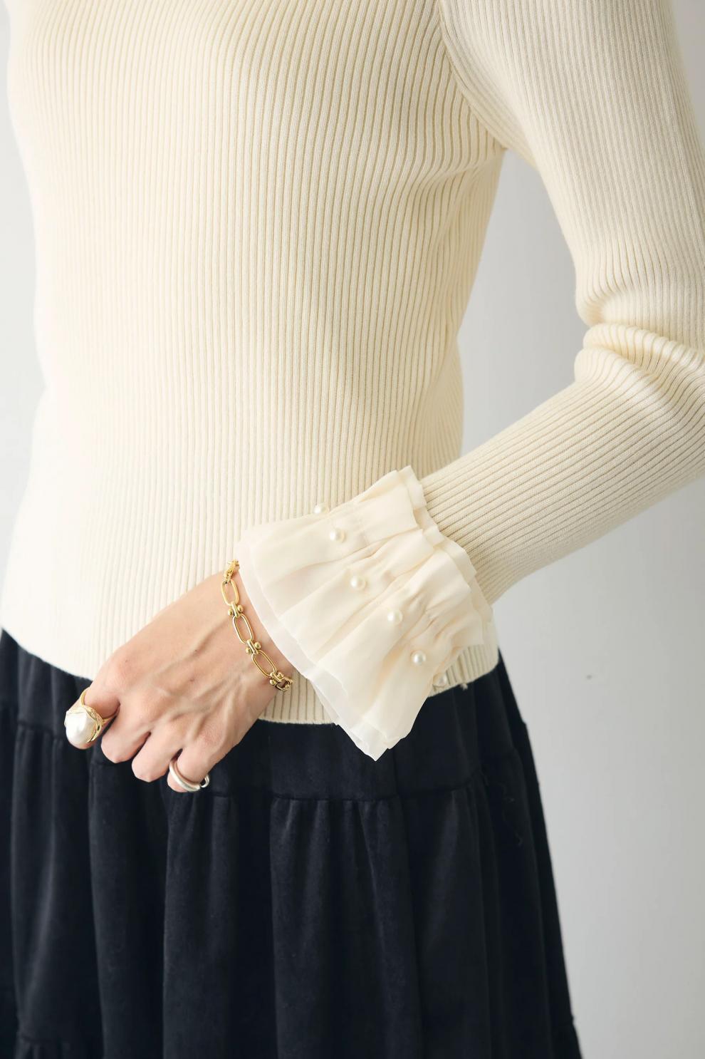 【tops】ドッキングニットトップス　M28689
