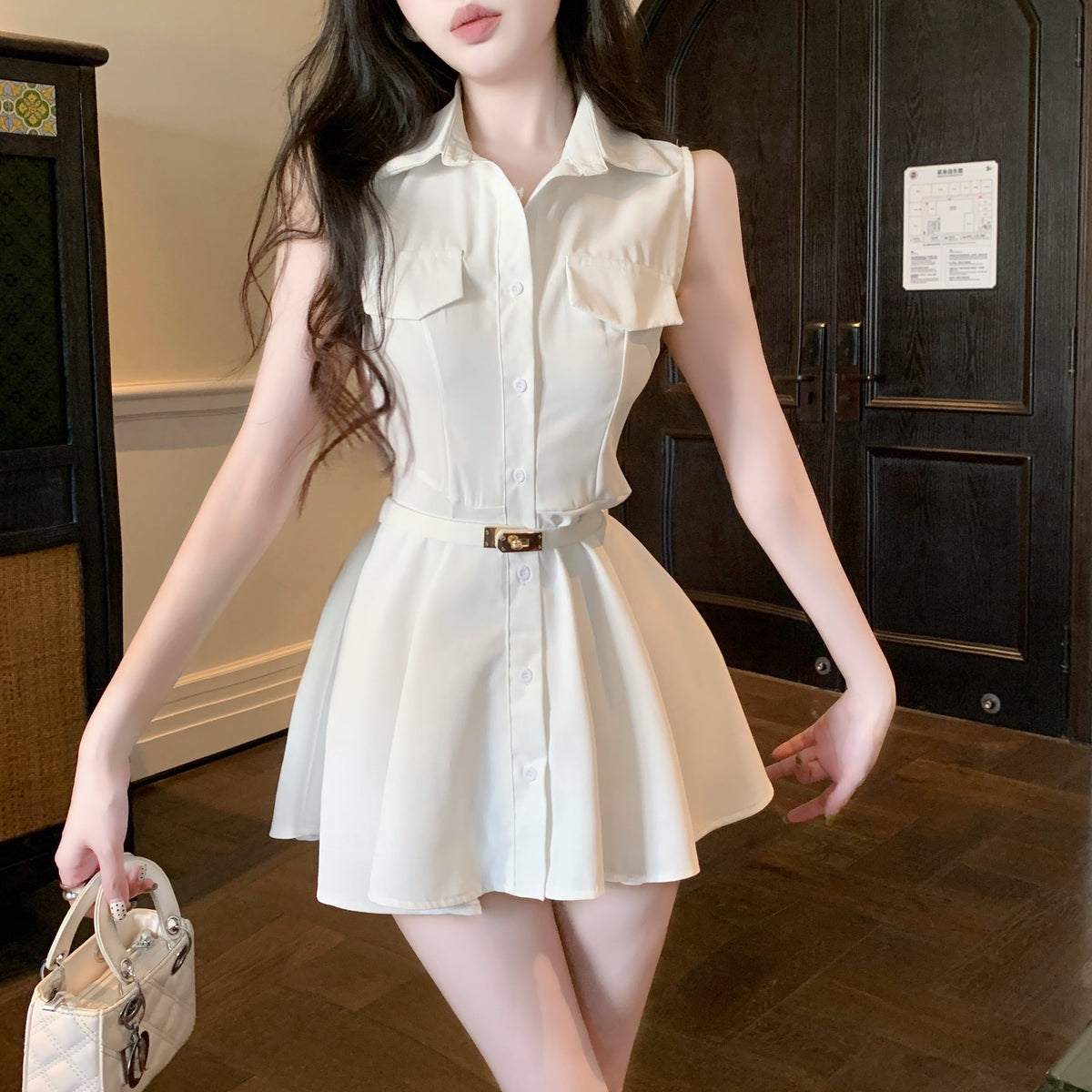 【dress】POLOネックシャツワンピース　M24537