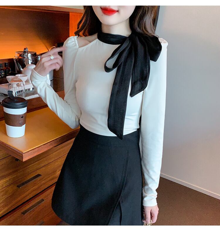 【tops】リボン付きオフショルダートップス　M29380