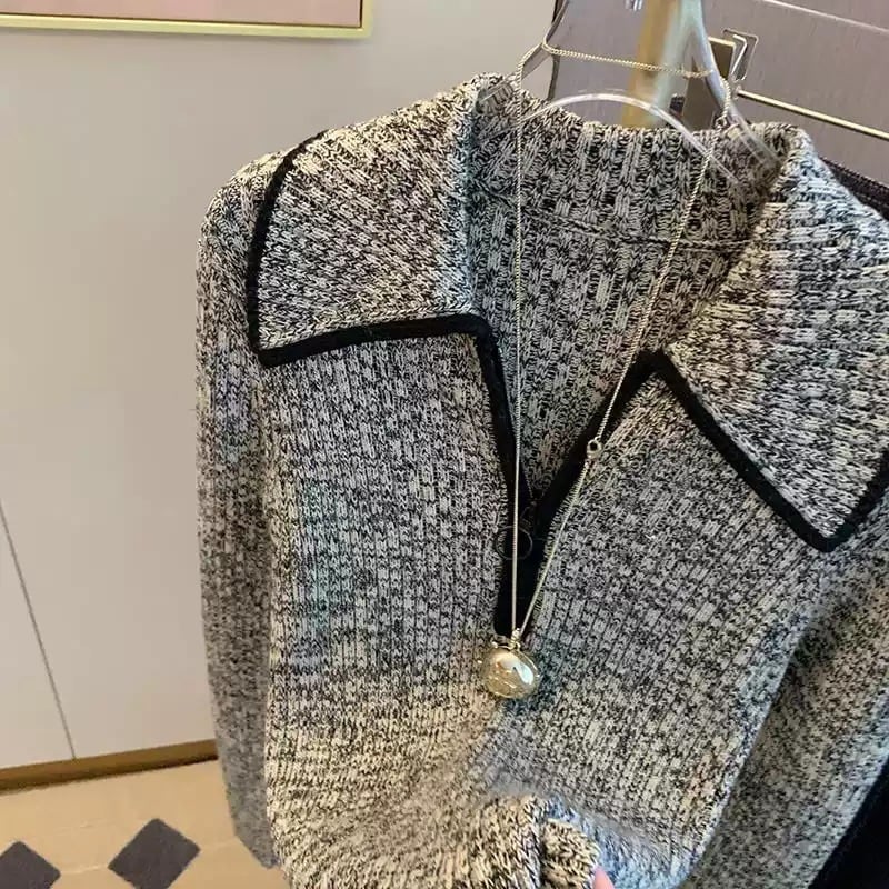 【tops】折り襟ニットセーター　M29146