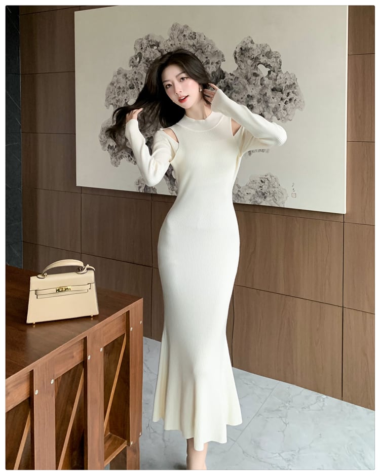 【dress】オフショルダーニットワンピース　M28025