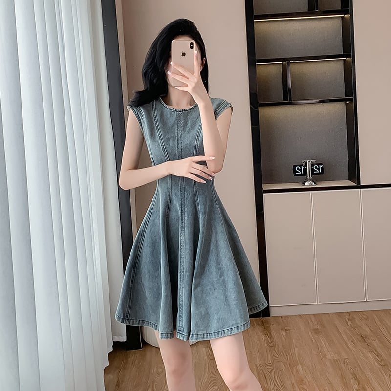 【dress】ノースリーブデニムワンピース　M24565