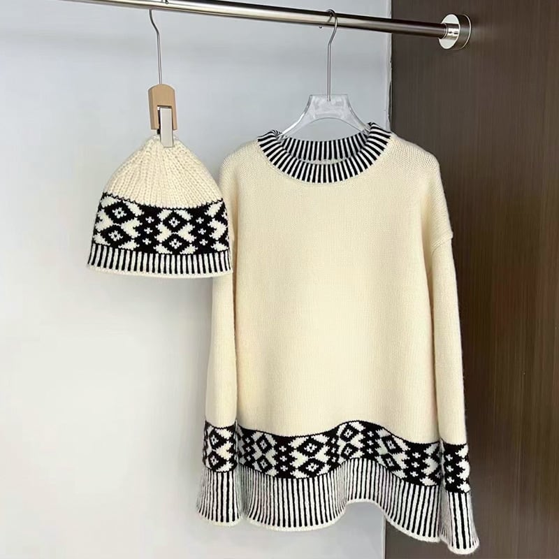 【tops】帽子付きニットトップス　M26769