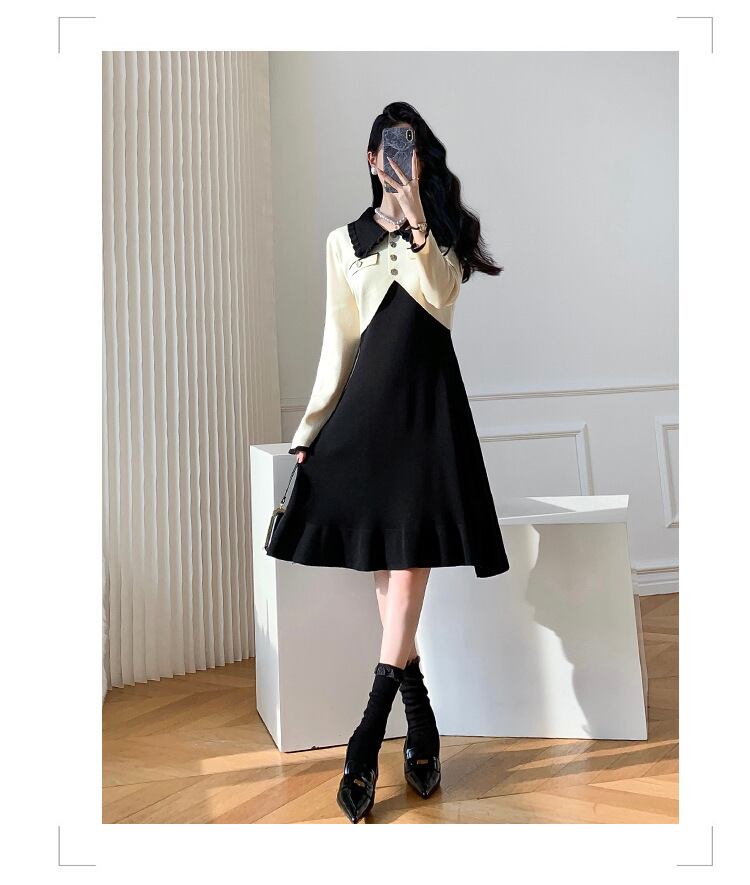 【dress】ドッキングニットワンピース　M18989