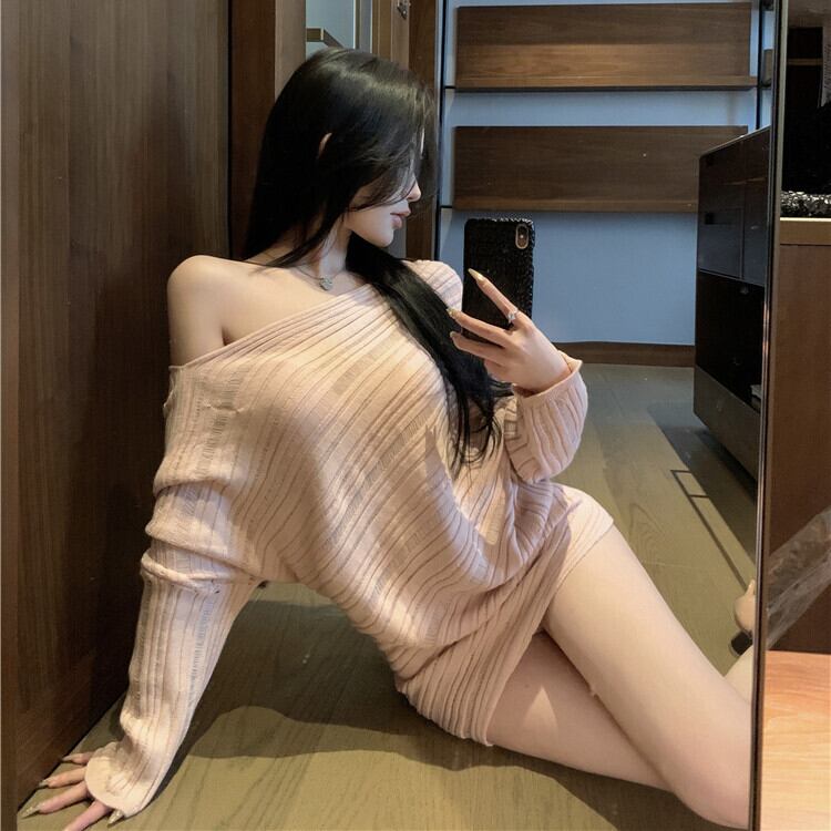 【tops】オフショルダーニットトップス　M29512