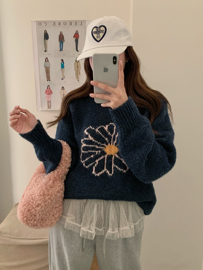 【tops】刺繍ニットセーター　M28269